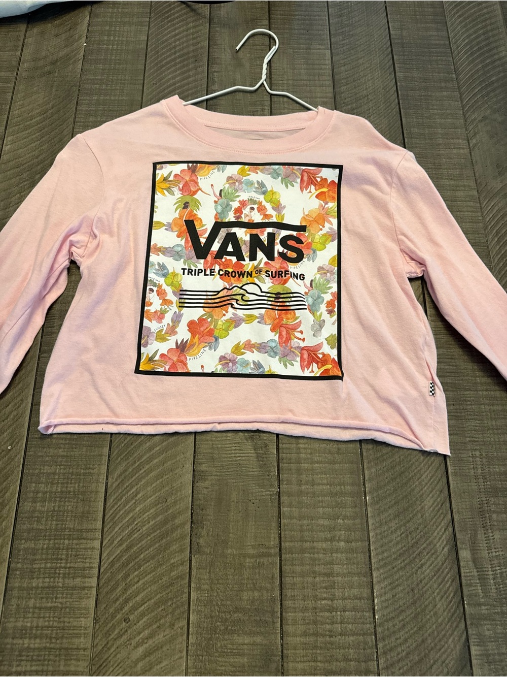 Vans Womens Pink Floral Logo Long Sleeve Top
